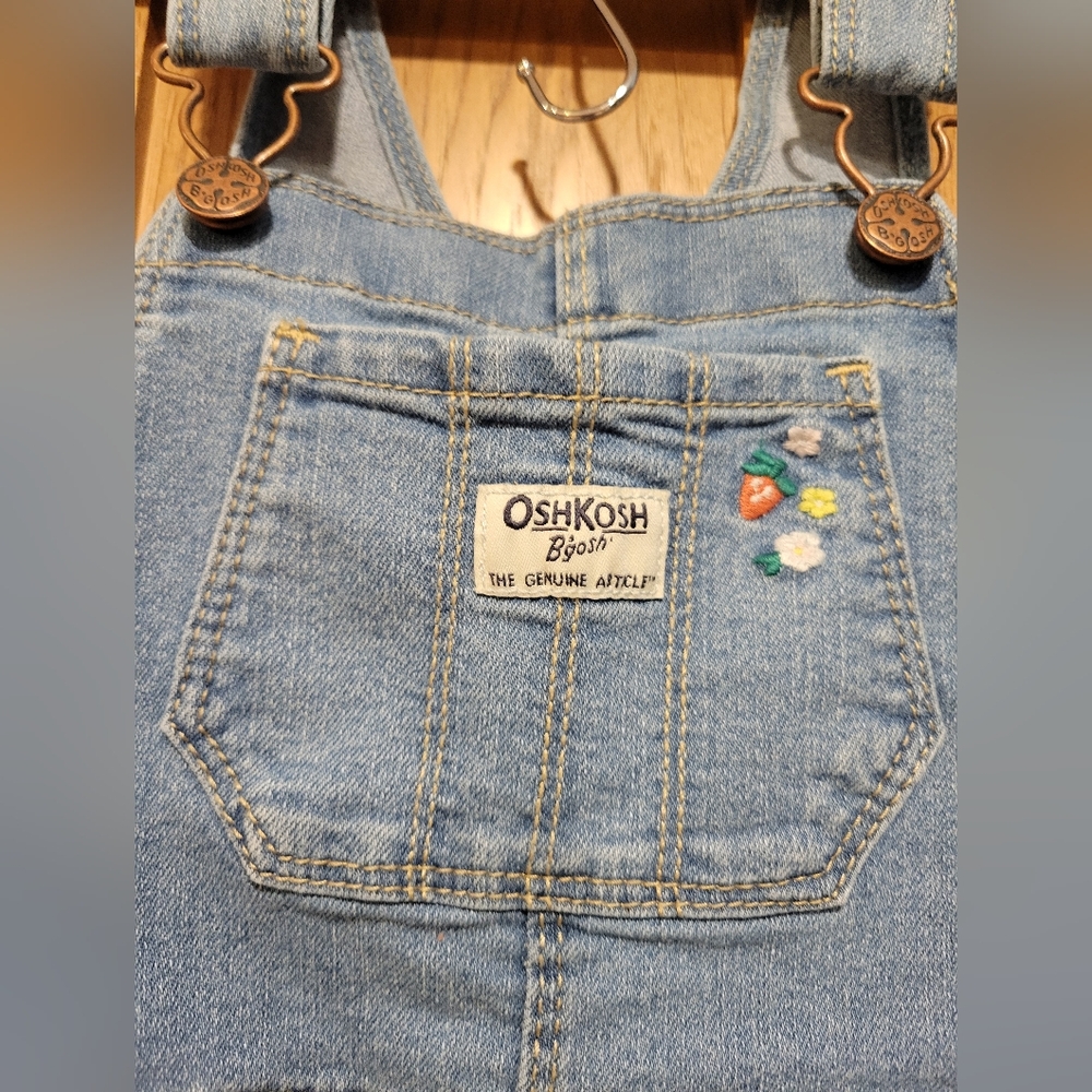 OshKosh Bgosh Vestbak Girls Light Overalls With Embroidered Flower Decor 4T - Picture 6 of 15